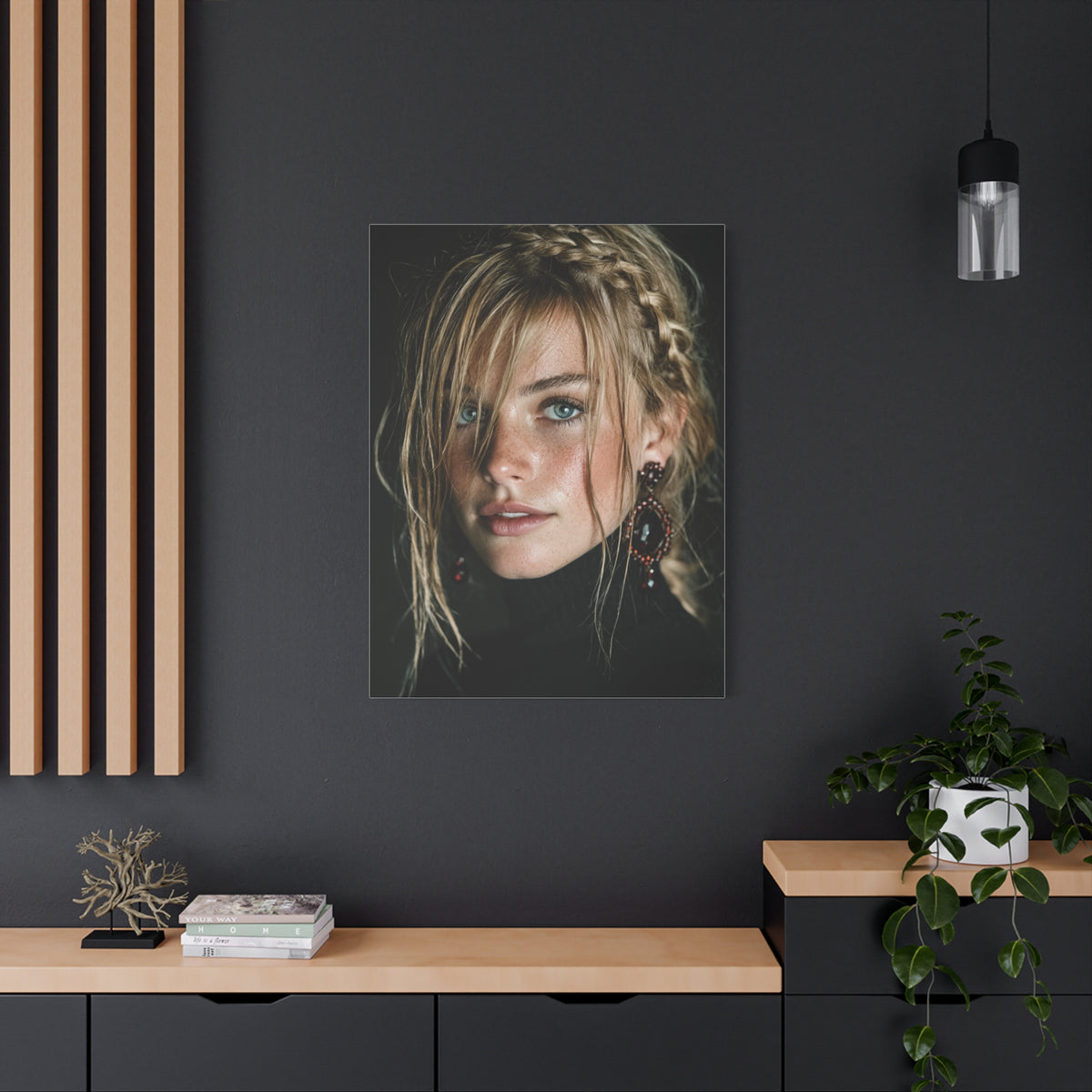 Wind-Swept Blonde Muse Editorial Portrait Wall Art & Canvas Print