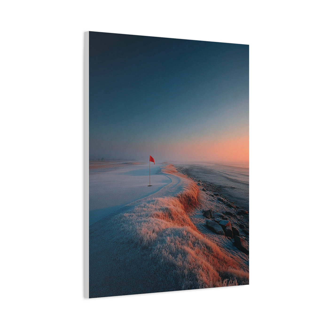 Frosted Coastal Green Minimal Golf Wall Art & Canvas Print