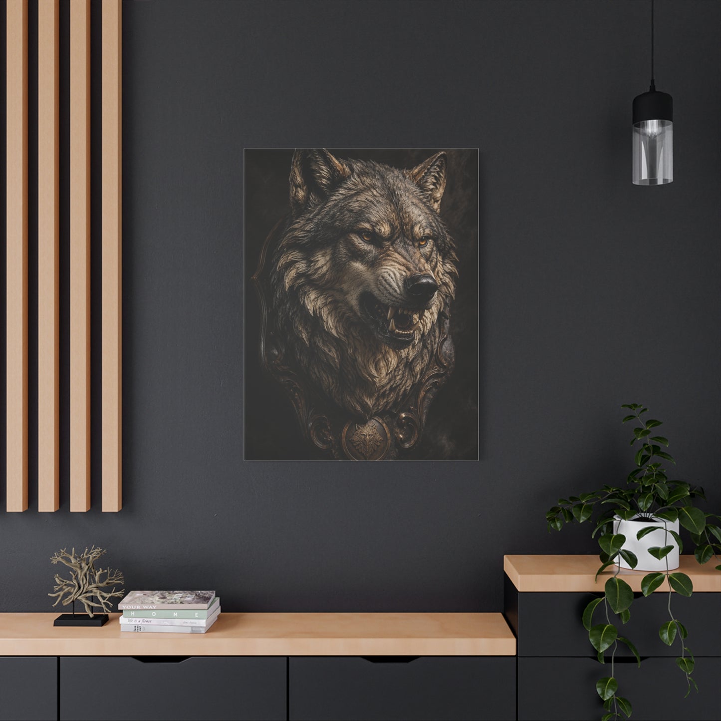 Baroque Gothic Wolf Head Sculpture Portrait Wall Art & Canvas Print