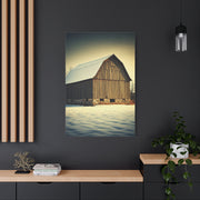 Winter Barn in Snowfield Wall Art & Canvas Prints