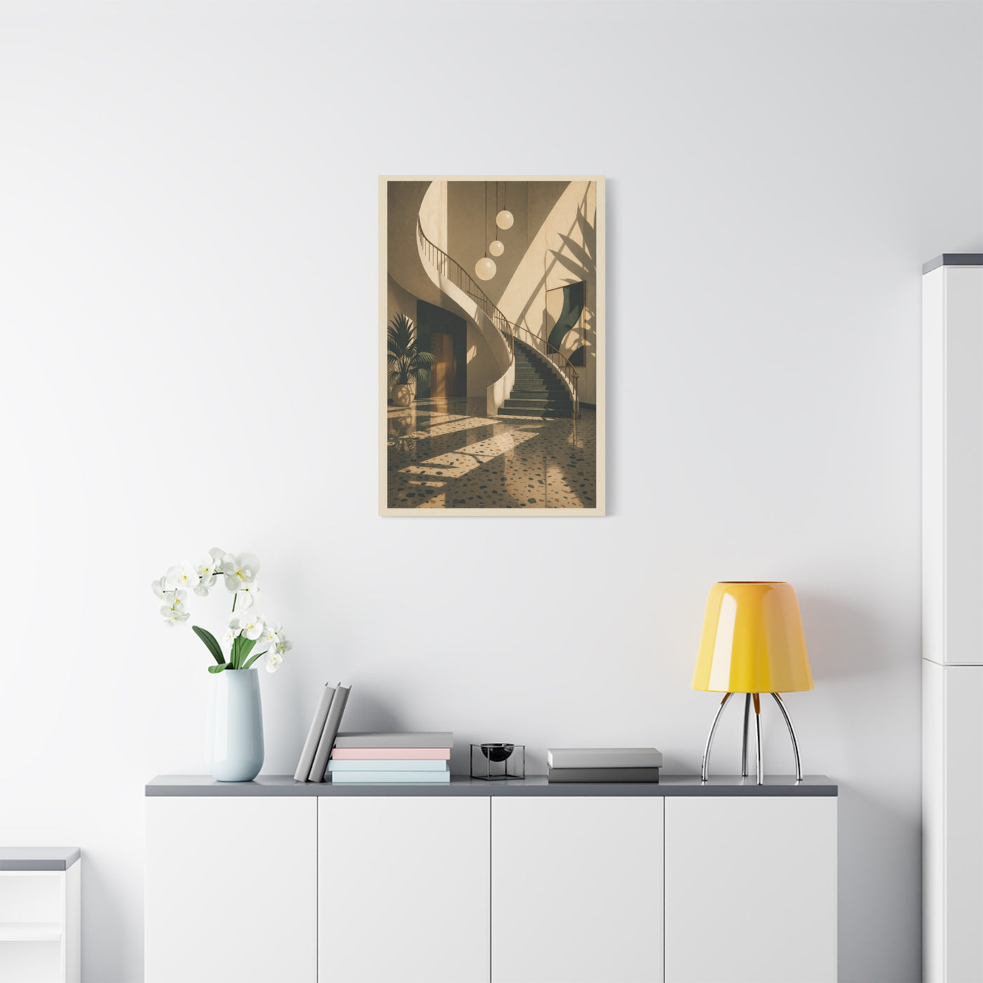 Sculptural Staircase Modernist Interior Wall Art & Canvas Print
