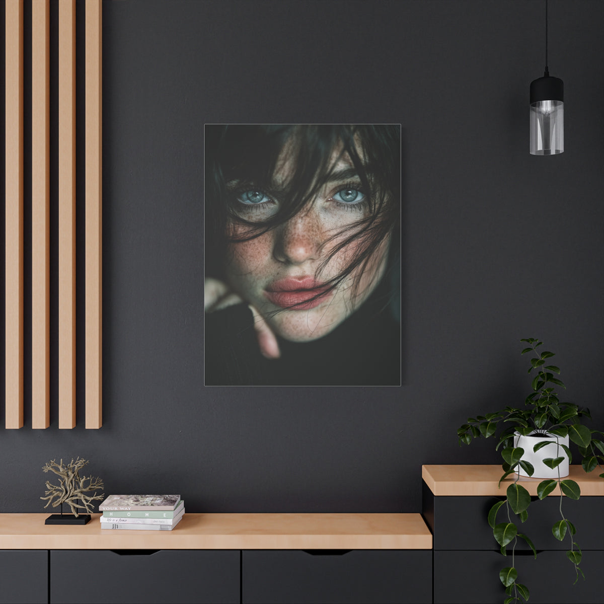 Wind-Swept Freckled Muse Portrait Wall Art & Canvas Print