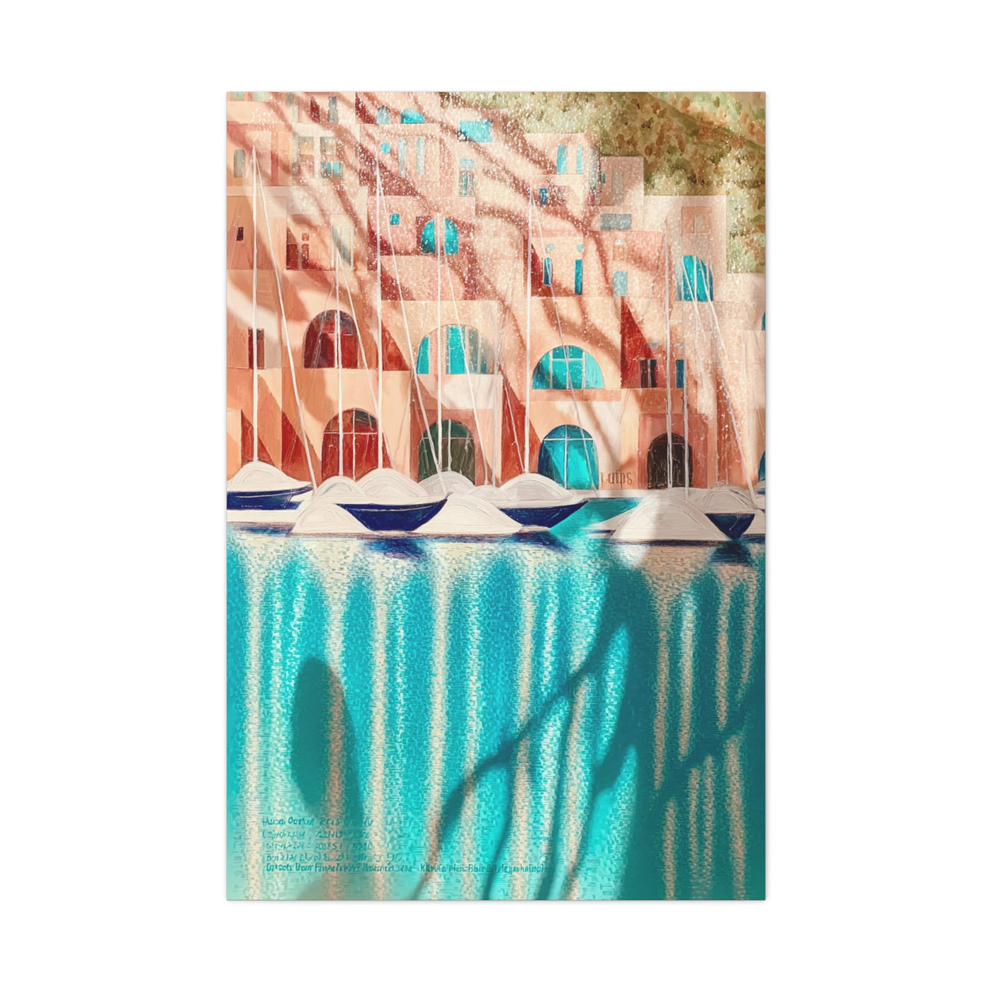 Modern Cubist Harbor Painting Wall Art & Canvas Print