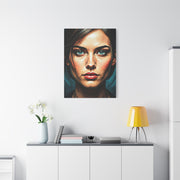 Piercing Azure Gaze Portrait Wall Art & Canvas Print