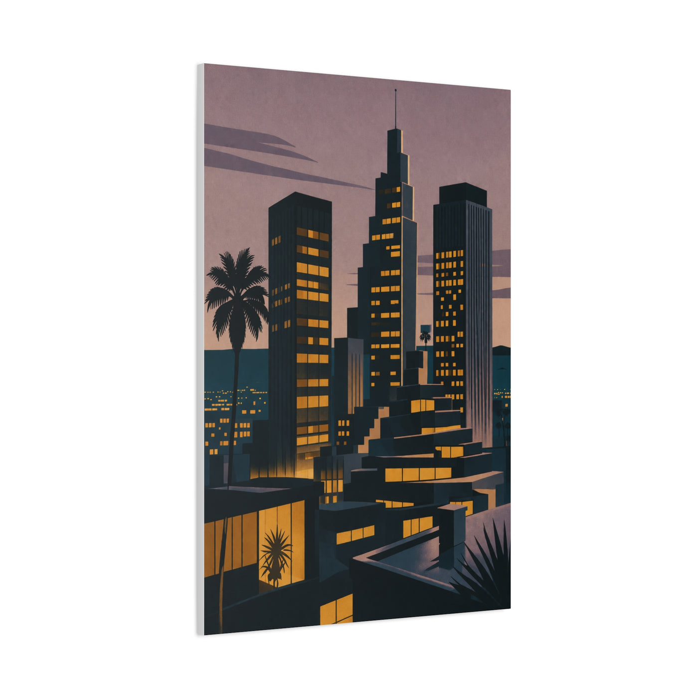 Retro Modern Skyline Dusk Wall Art & Canvas Print