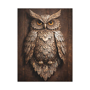Rustic Metal Owl Sculpture Wall Art & Canvas Print