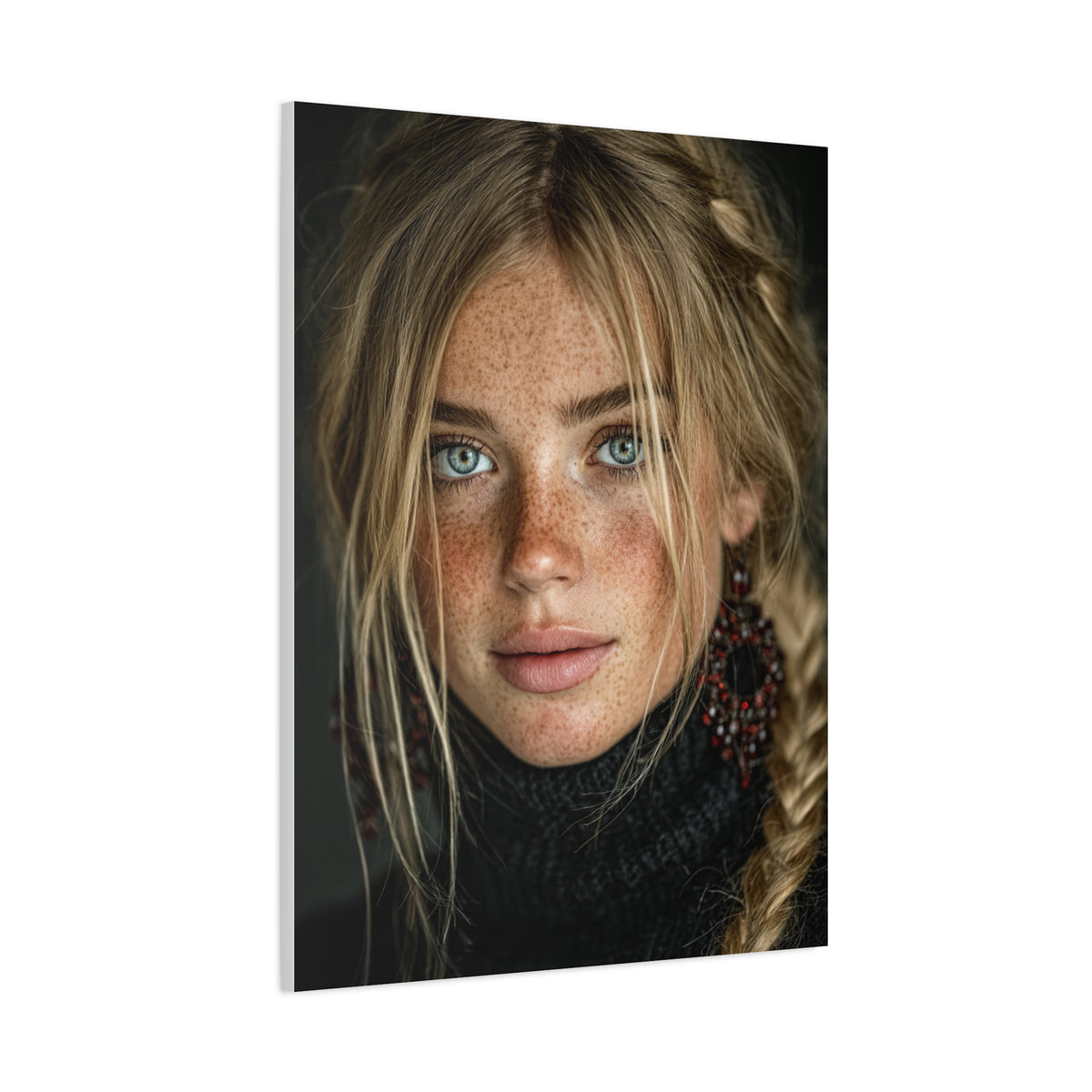 Blonde Muse Garnet Earring Portrait Wall Art & Canvas Print