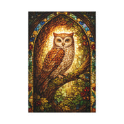 Stained Glass Forest Owl Window Wall Art & Canvas Print