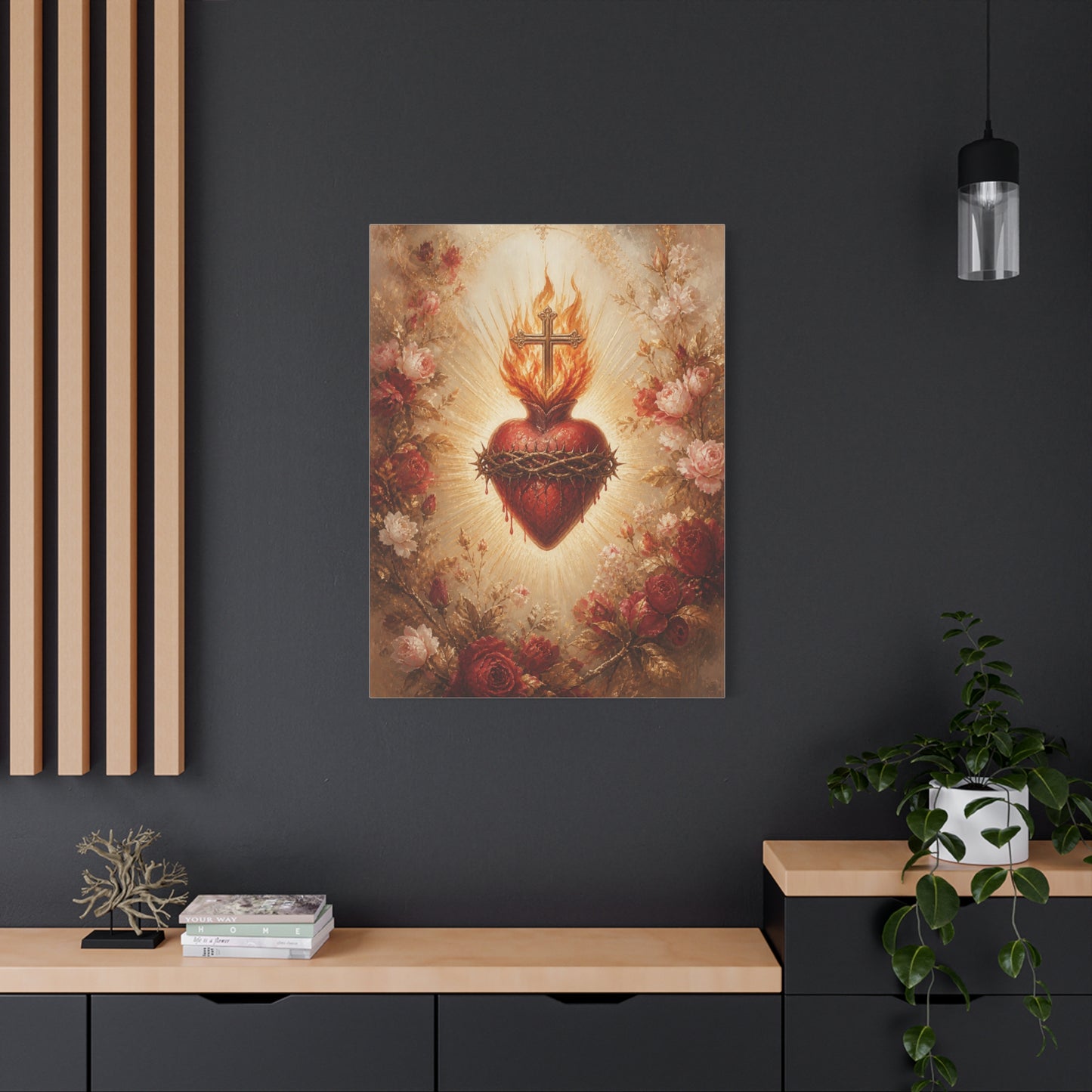 Sacred Heart Floral Devotional Wall Art & Canvas Print