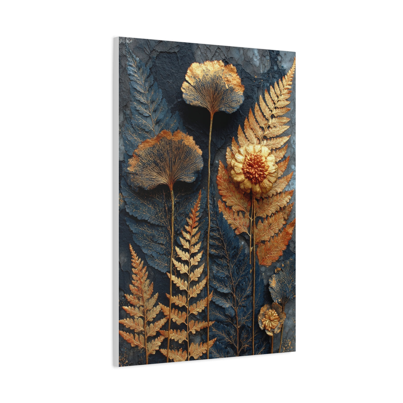 Golden Botanical Relief Composition Wall Art & Canvas Print