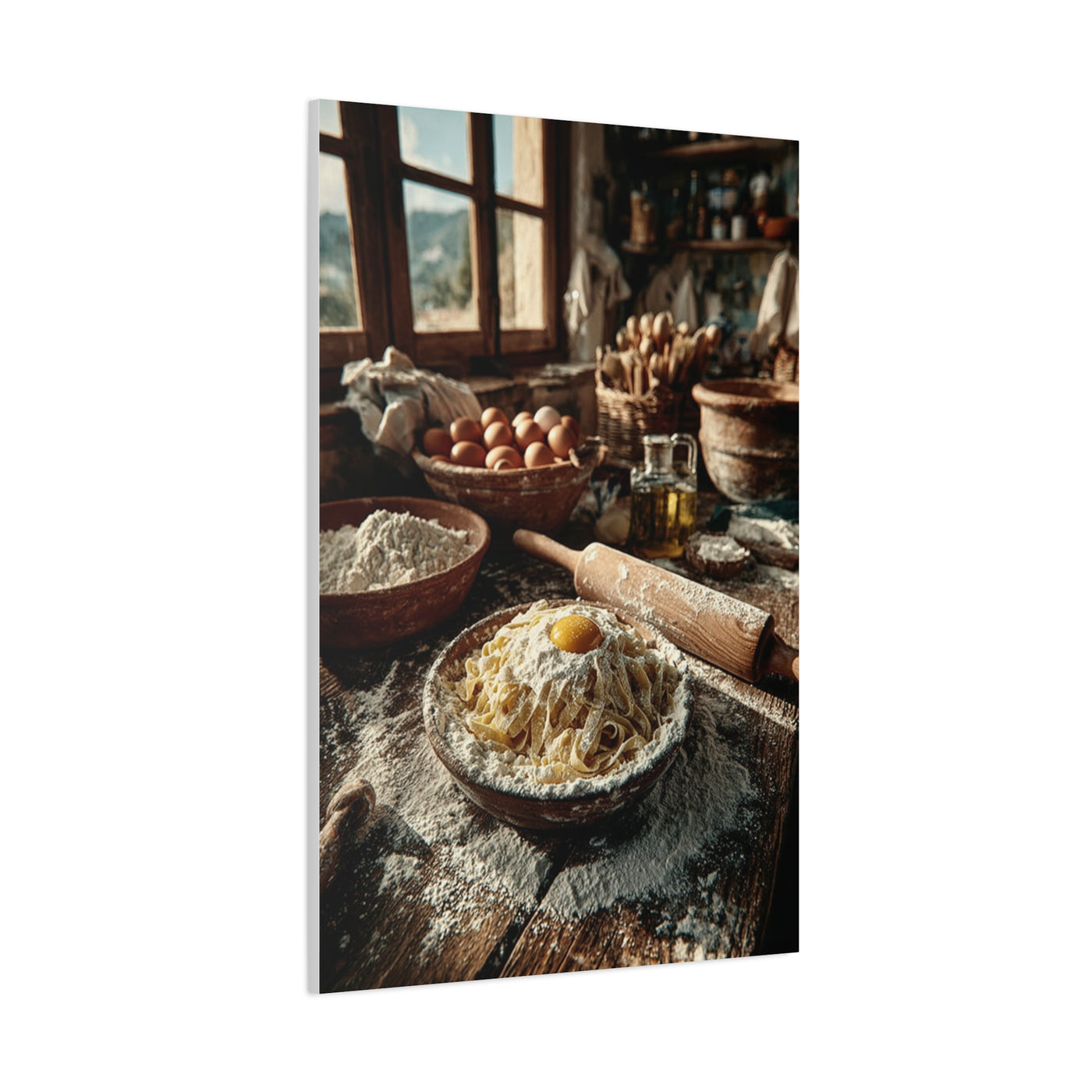 Homemade Pasta Rustic Kitchen Prep Wall Art & Canvas Print