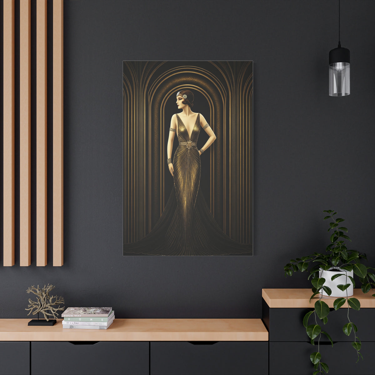 Golden Archway Elegance Woman Wall Art & Canvas Prints