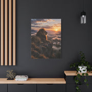 Lion at Sunrise Over Savannah Valley Wall Art & Canvas Print