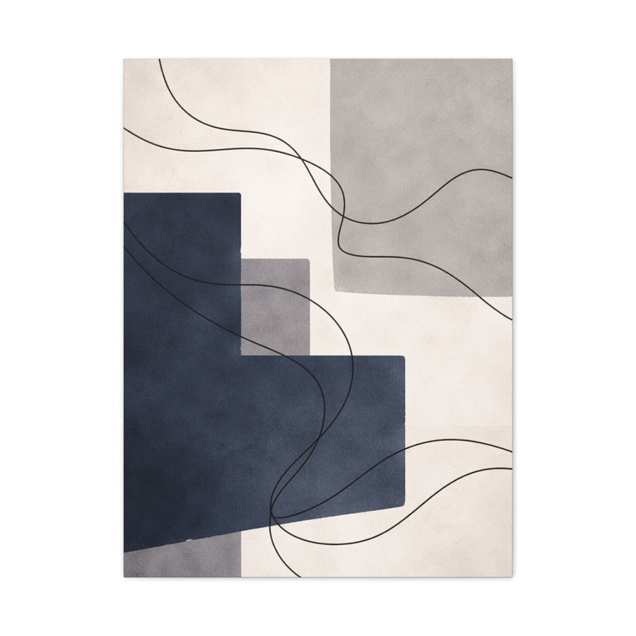 Navy Geometric Line Abstraction Wall Art & Canvas Print