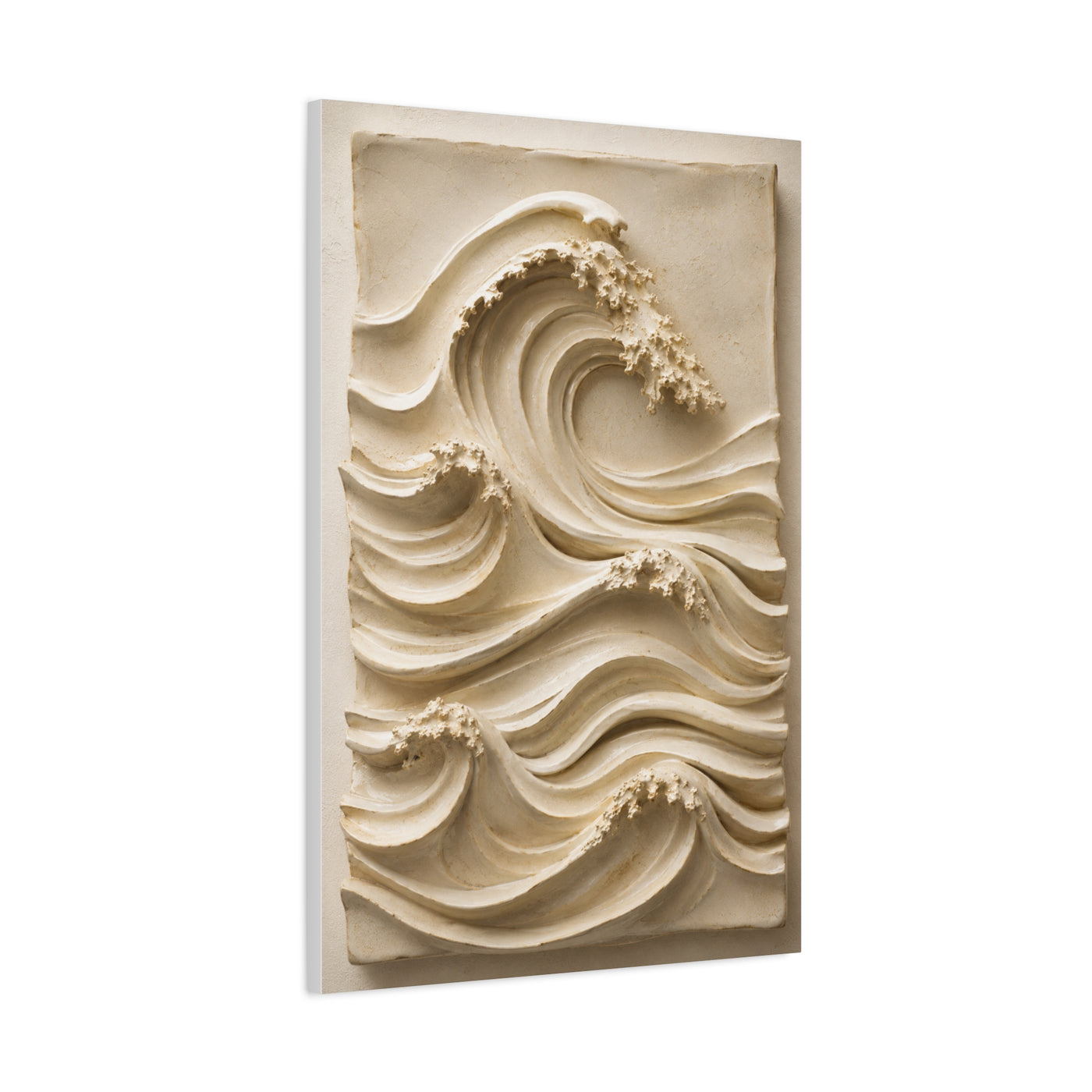Ivory Minimal Wave Relief Texture Wall Art & Canvas Print