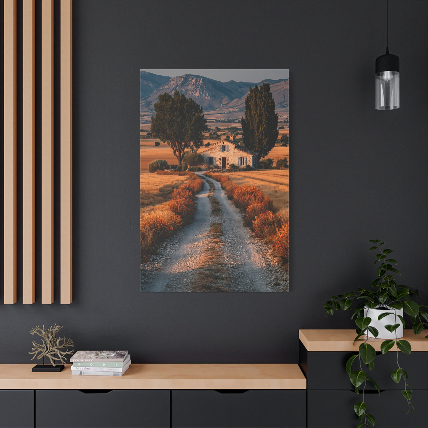 Farmhouse Gravel Lane Countryside Wall Art & Canvas Print