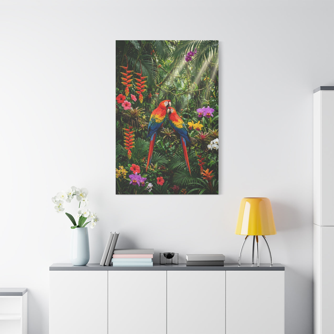Vibrant Jungle Parrot Paradise Tropical Wall Art & Canvas Print