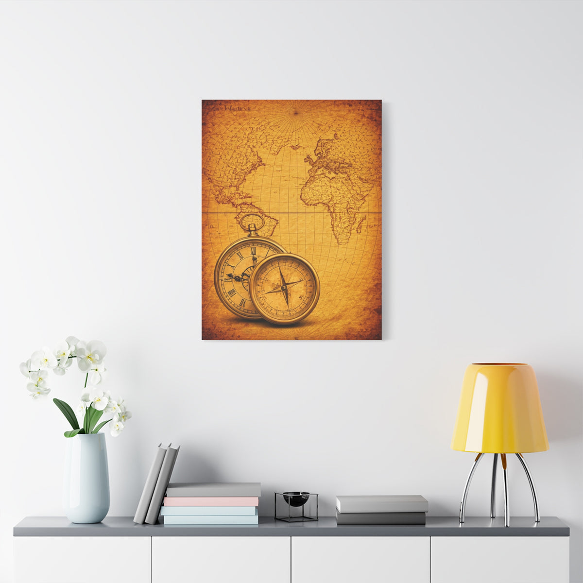 Sepia Gridland Treasure Chart Wall Art & Canvas Prints