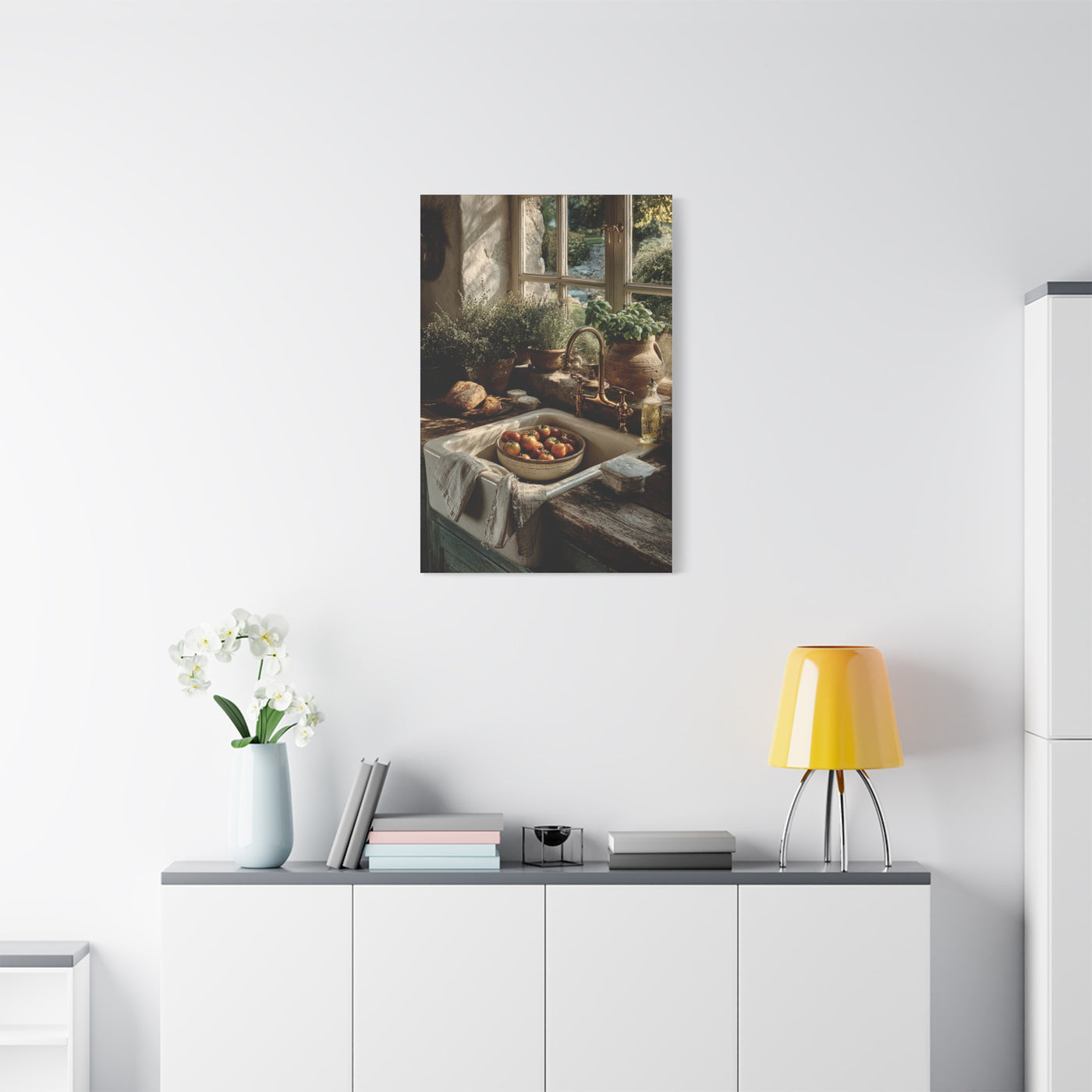 Farmhouse Sink Tomato Kitchen Scene Wall Art & Canvas Print