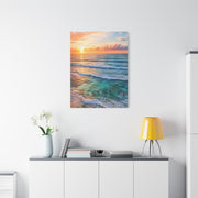 Golden Sunrise Ocean Horizon Scene Wall Art & Canvas Print