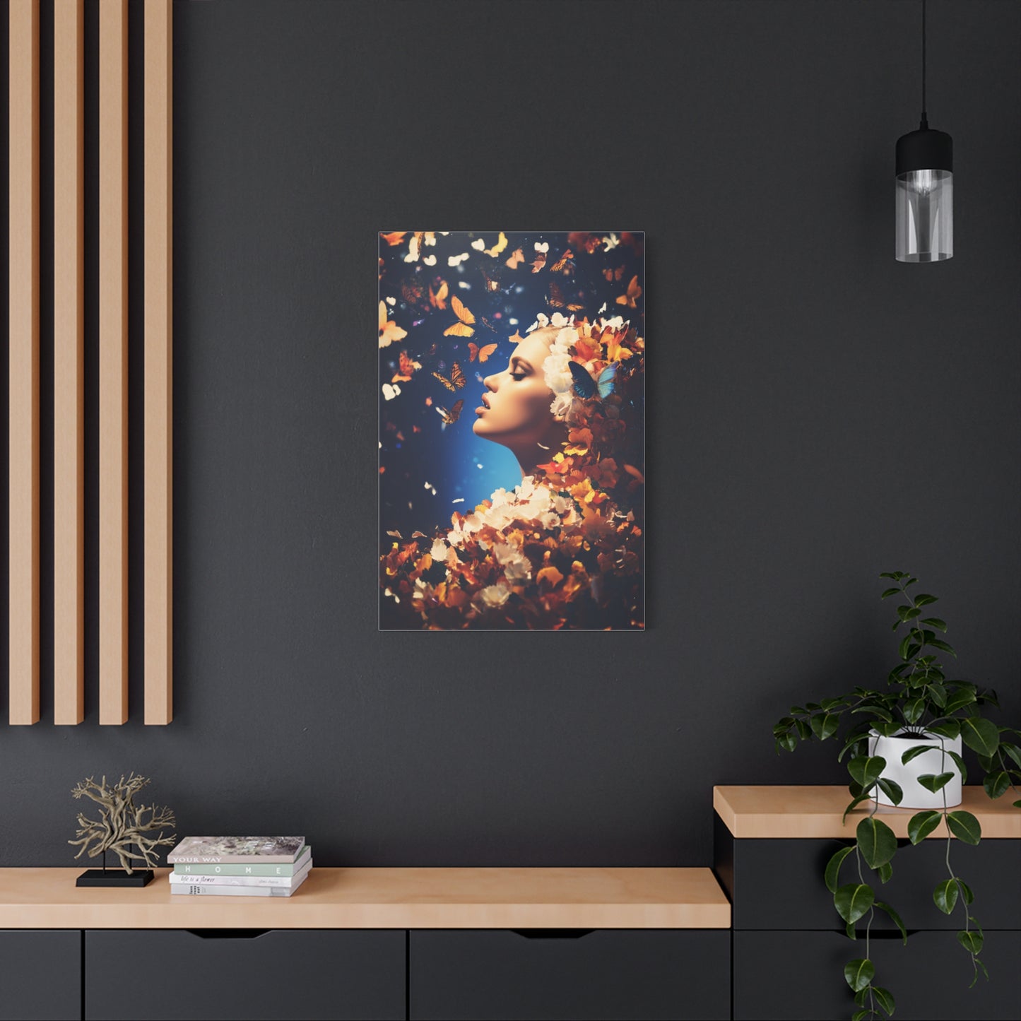 Dreamlike Floral Butterfly Portrait Wall Art & Canvas Print