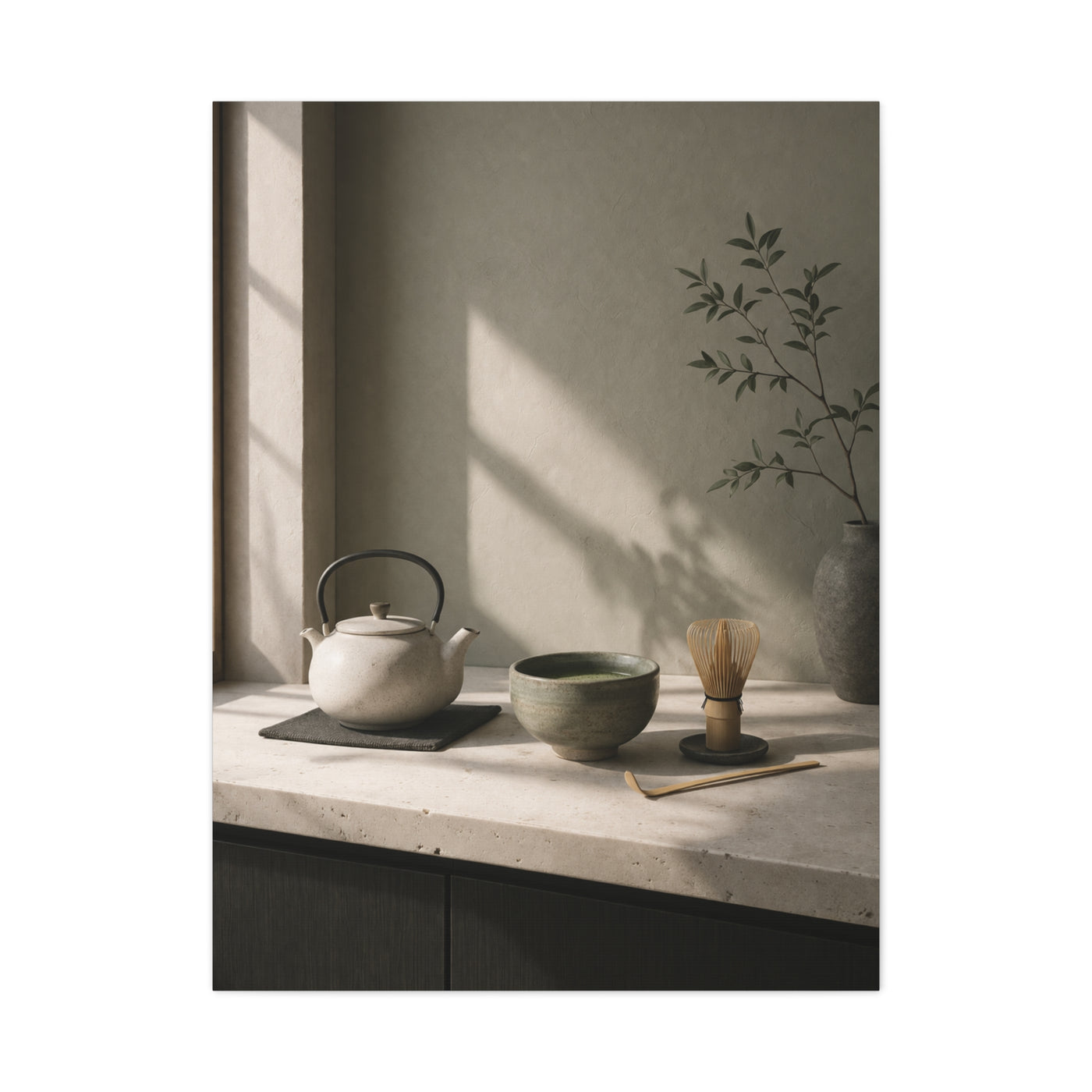 Japandi Tea Kitchen Minimal Still Life Wall Art & Canvas Print