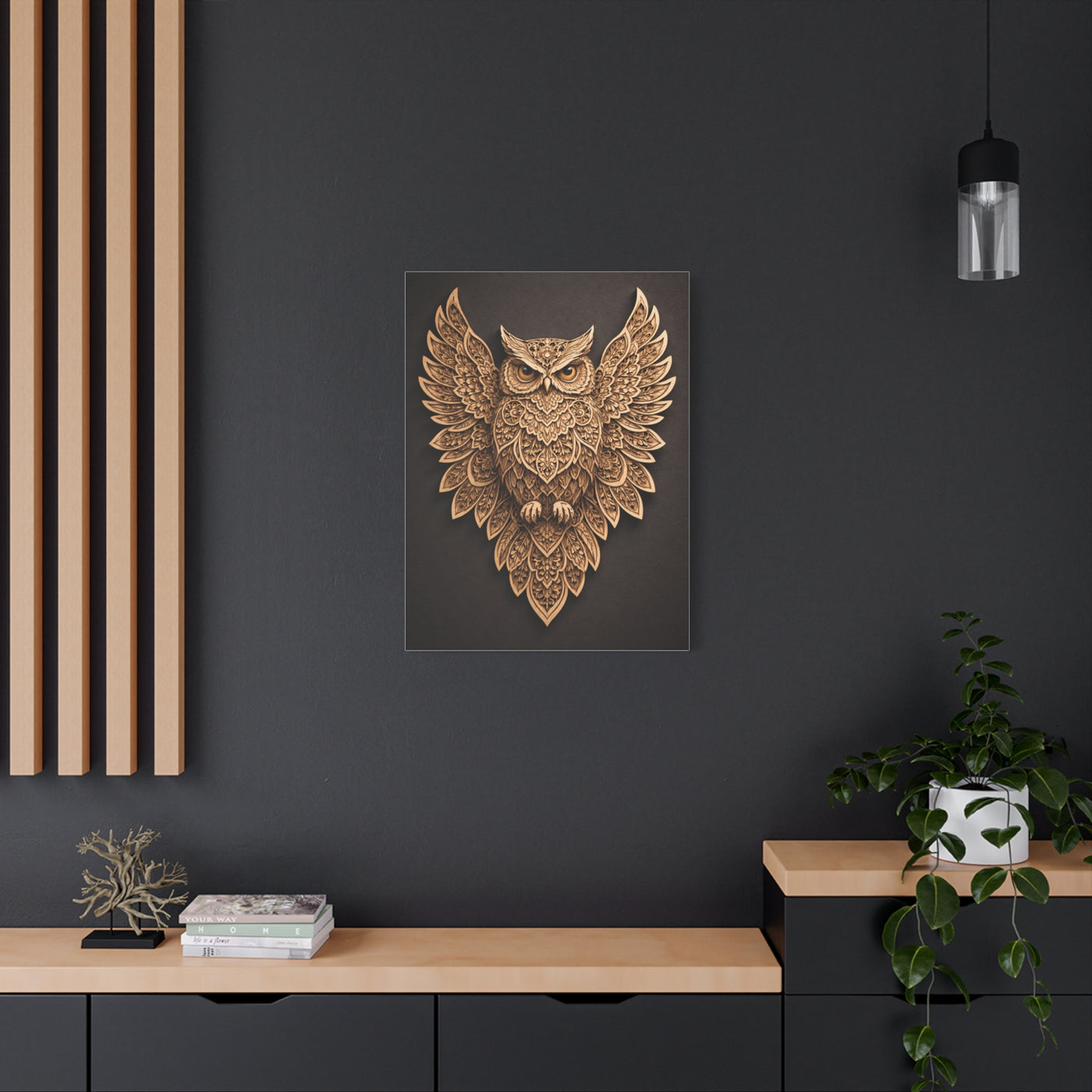 Ornate Symmetrical Owl Mandala Wall Art & Canvas Print