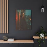 Man Smoking Fire Escape Noir Portrait Wall Art & Canvas Print
