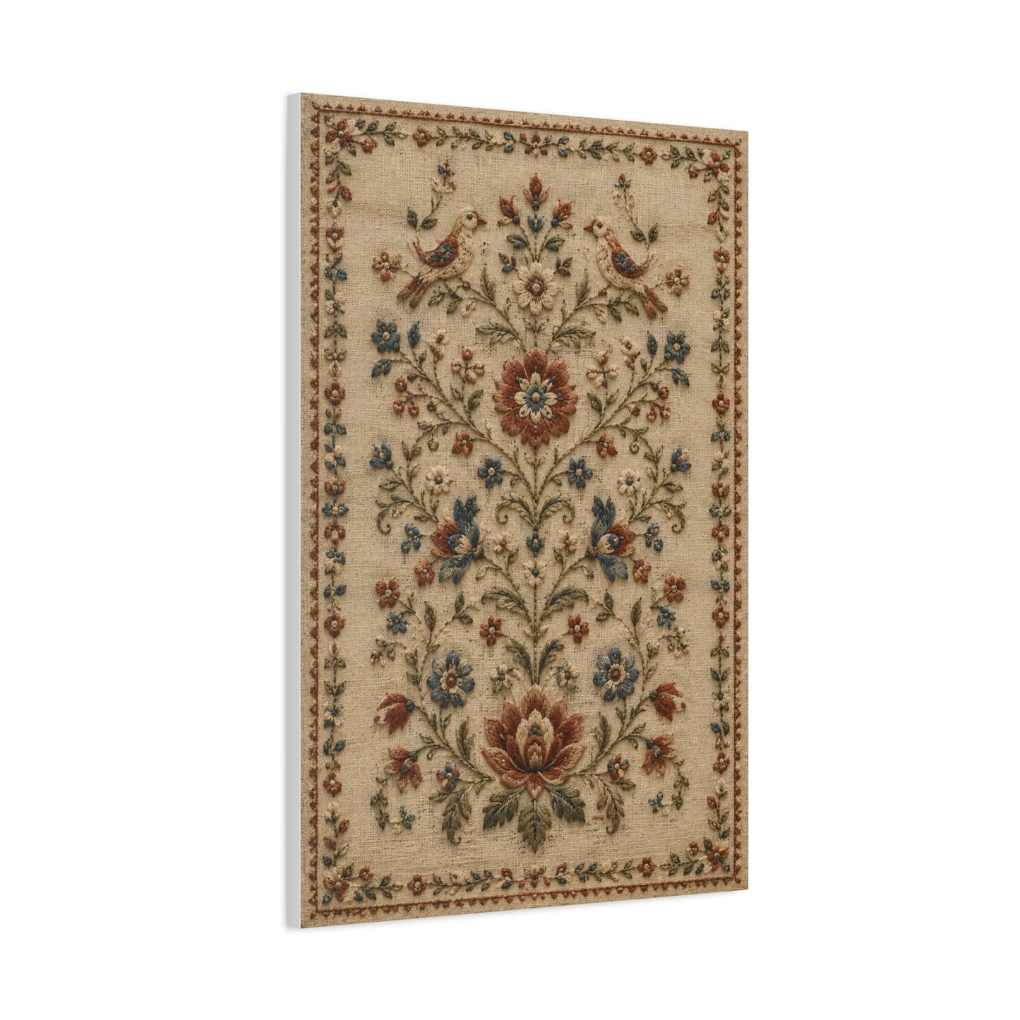 Antique Floral Embroidery Garden Panel Wall Art & Canvas Print