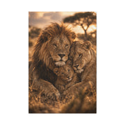 Lion Family Embrace Golden Bond Wall Art & Canvas Print