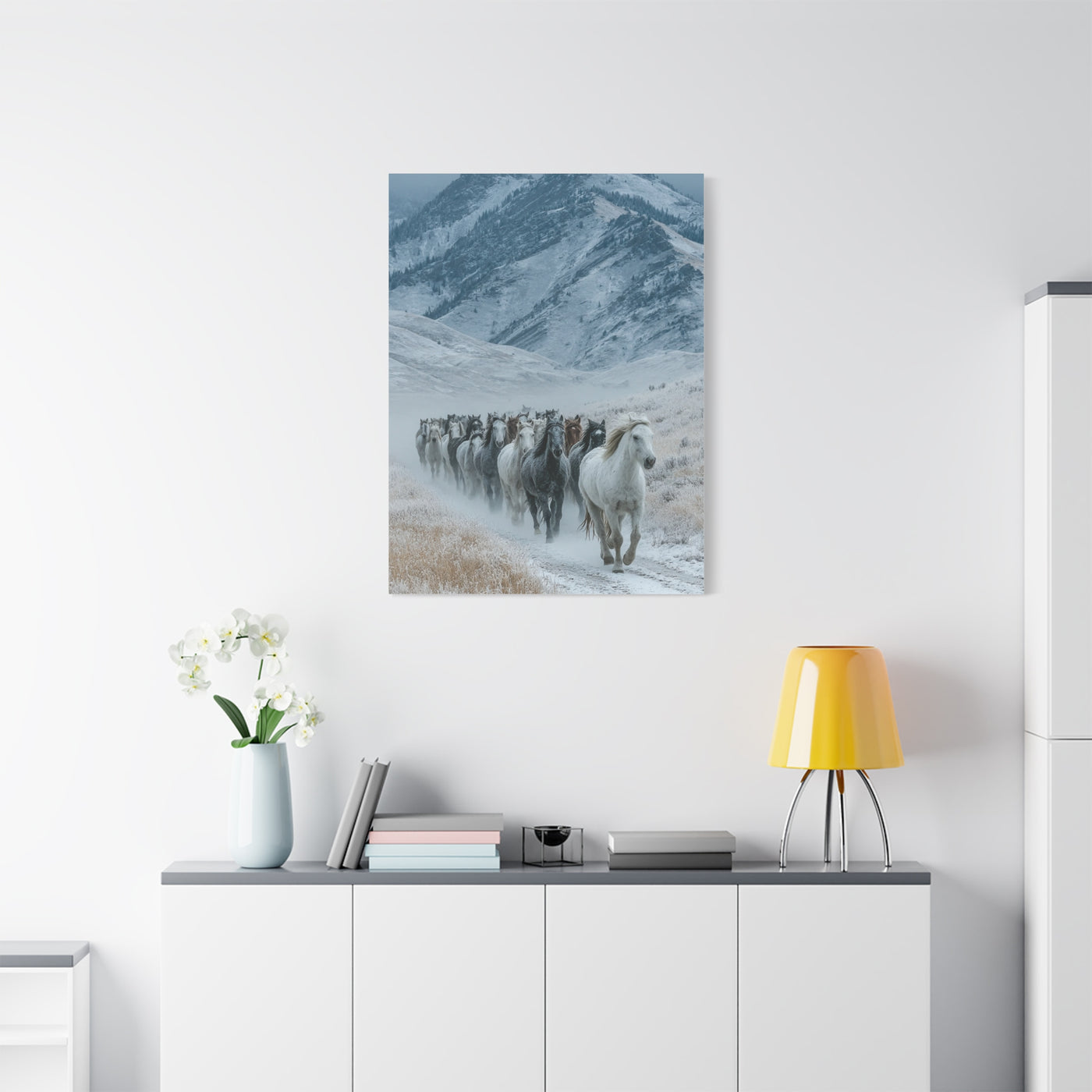 Wild Horse Herd Mountain Run Wall Art & Canvas Print