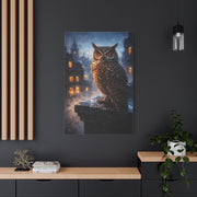 Urban Nocturne Owl Rooftop Wall Art & Canvas Print