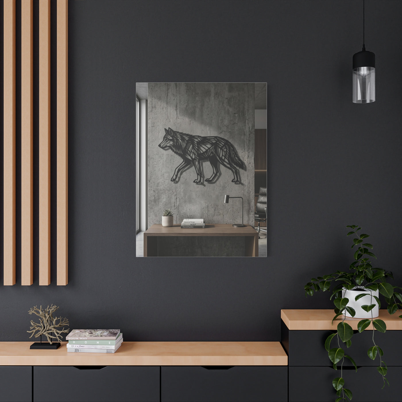 Geometric Line Wolf Wall Sculpture Panel Wall Art & Canvas Print