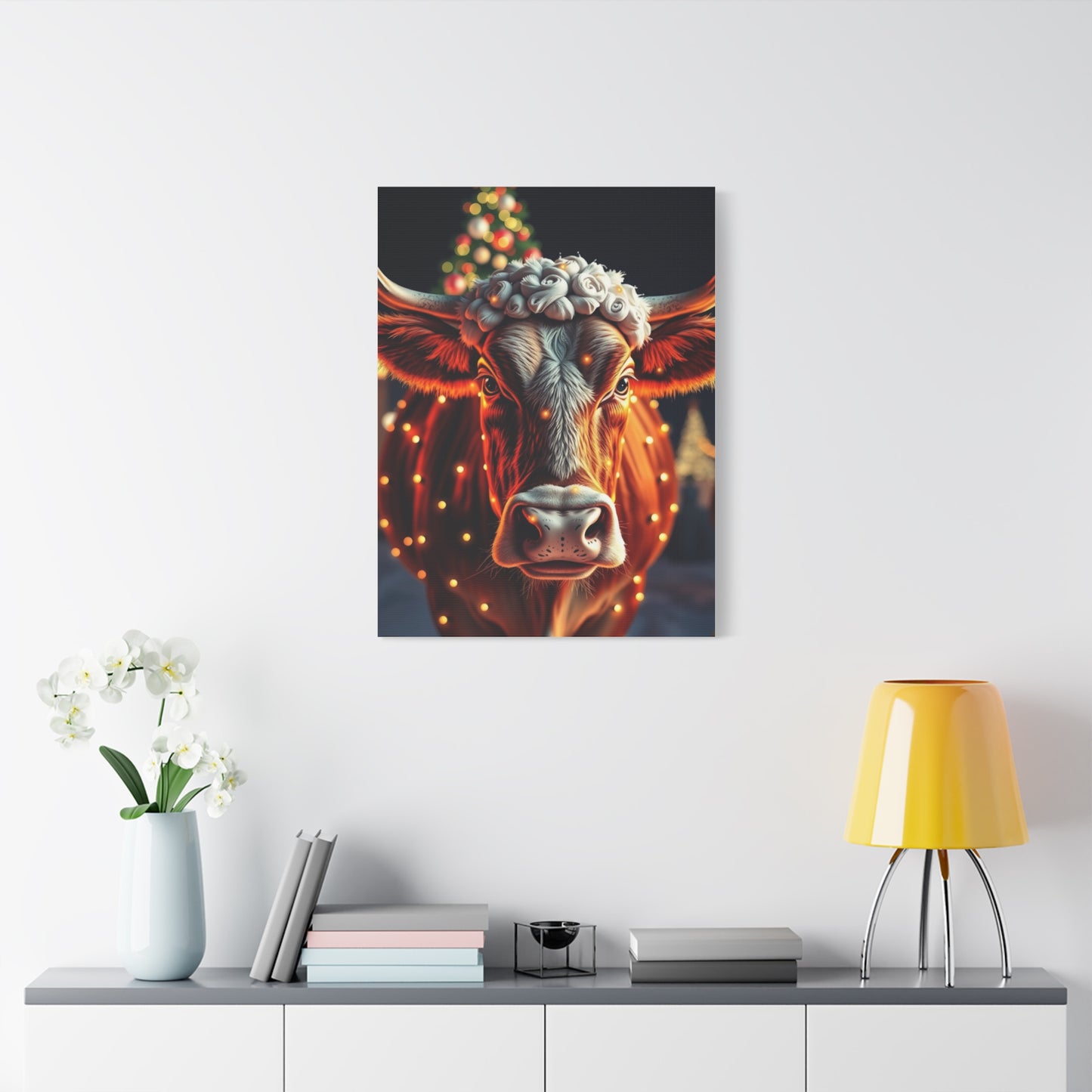 Supreme Christmas Cow Art Beautiful Collection Wall Art & Canvas Print