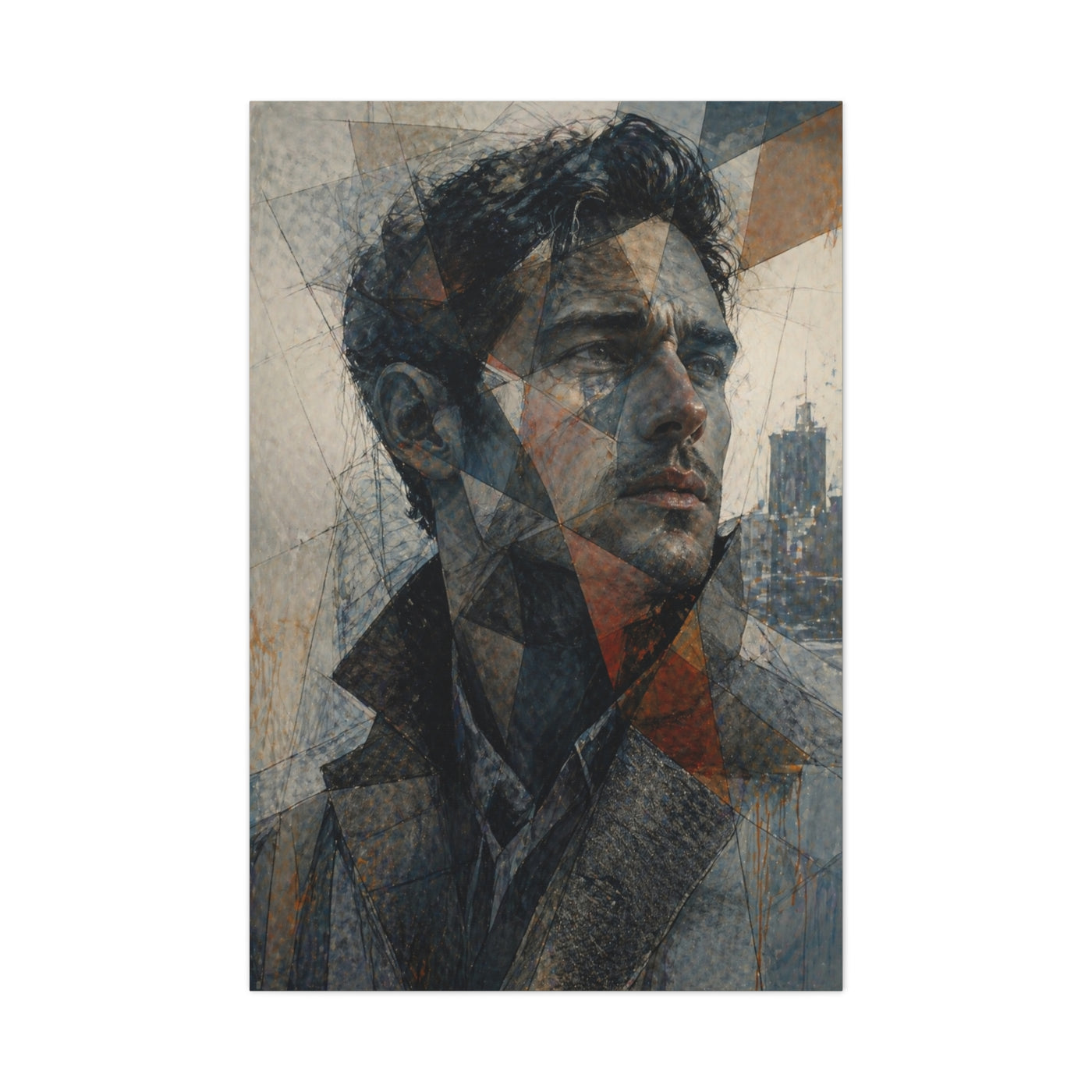 Fragmented Modern Male Portrait Wall Art & Canvas Print