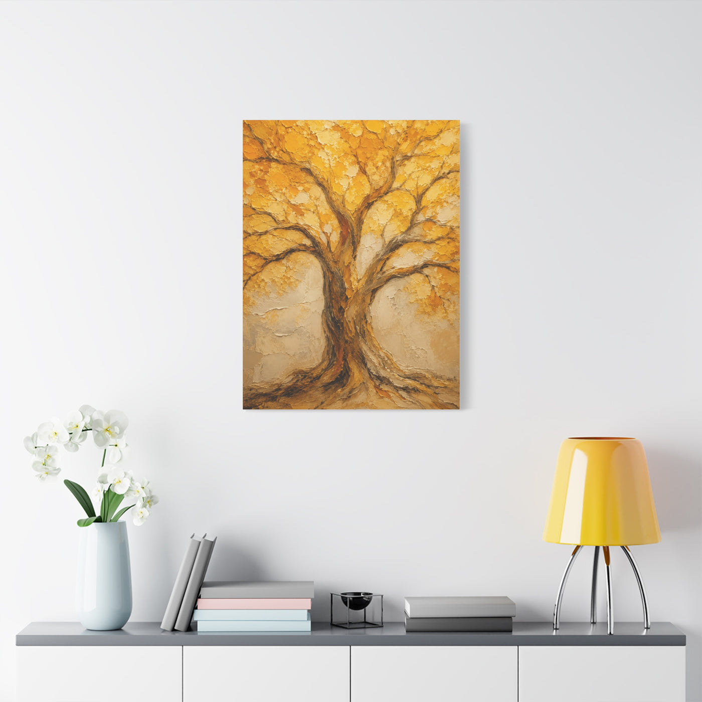 Impasto Golden Tree of Life Texture Wall Art & Canvas Print