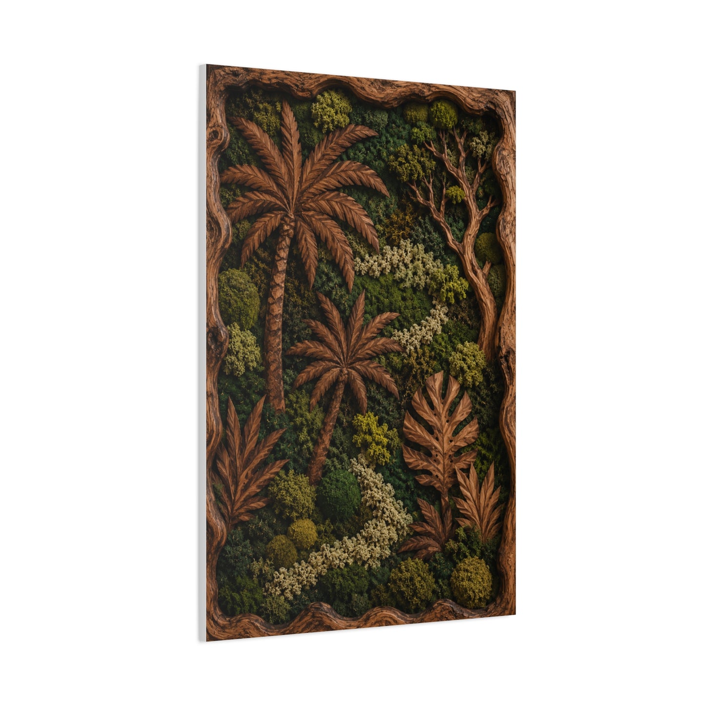 Biophilic Tropical Wood Relief Landscape Tropical Wall Art & Canvas Print