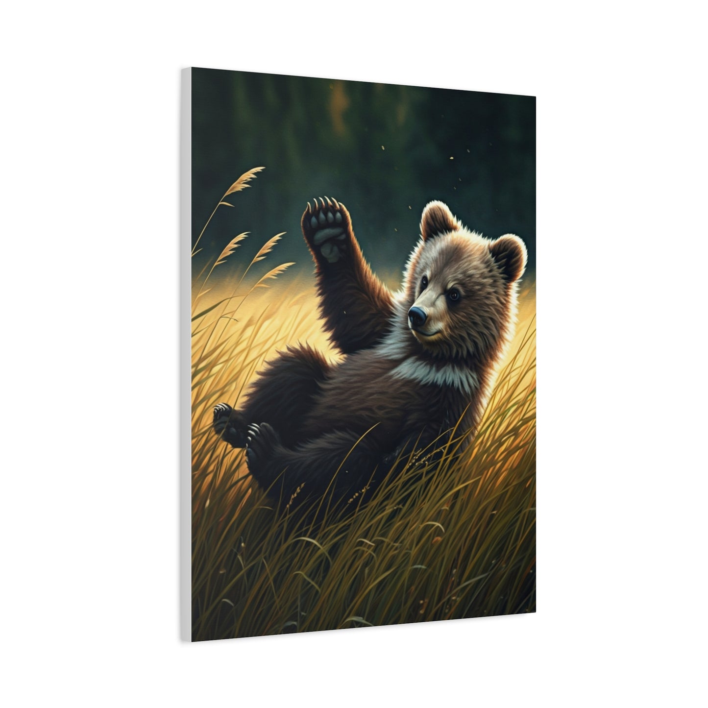 Playful Bear Cub in Meadow Wall Art & Canvas Prints