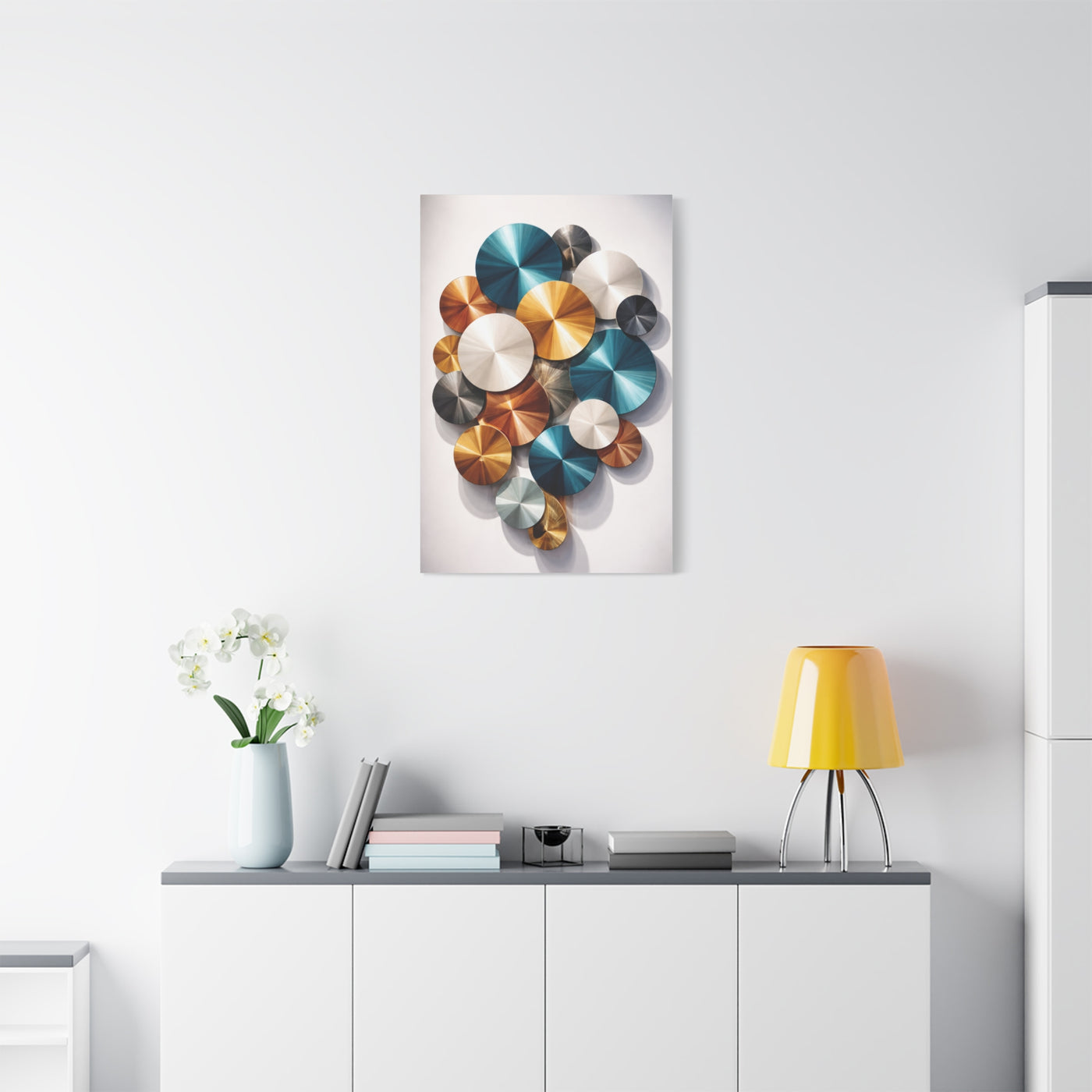 Overlapping Multicolor Metal Circles Wall Art & Canvas Print