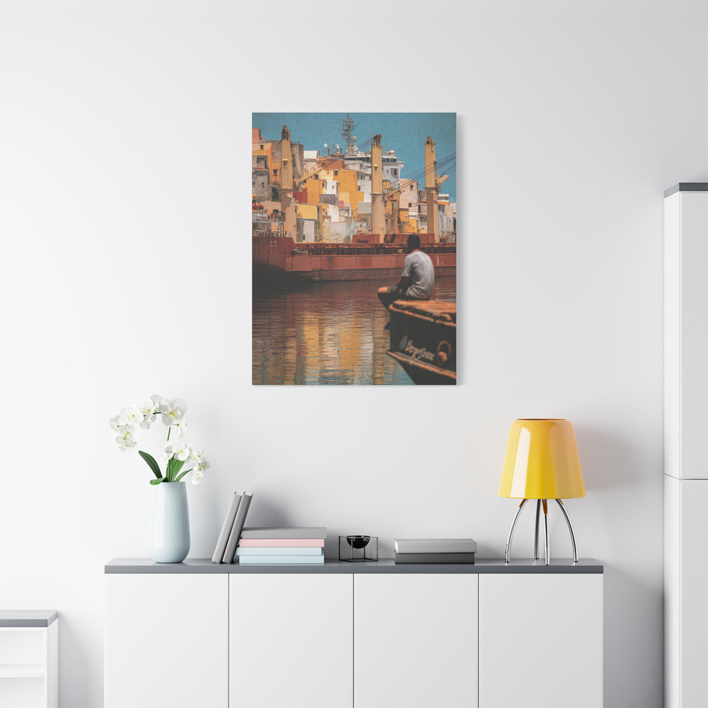 Mediterranean Industrial Harbor Contemporary Wall Art & Canvas Print