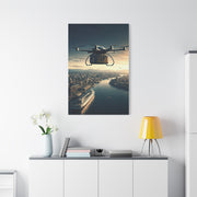 Futuristic Delivery Drone Over City Wall Art & Canvas Prints