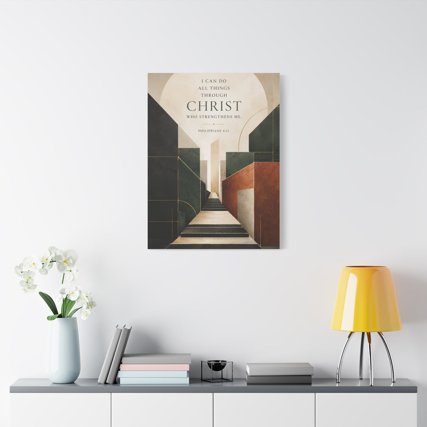 Philippians 4:13 Geometric Path Scripture Wall Art & Canvas Print
