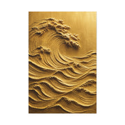 Golden Sculptural Wave Relief Wall Art & Canvas Print