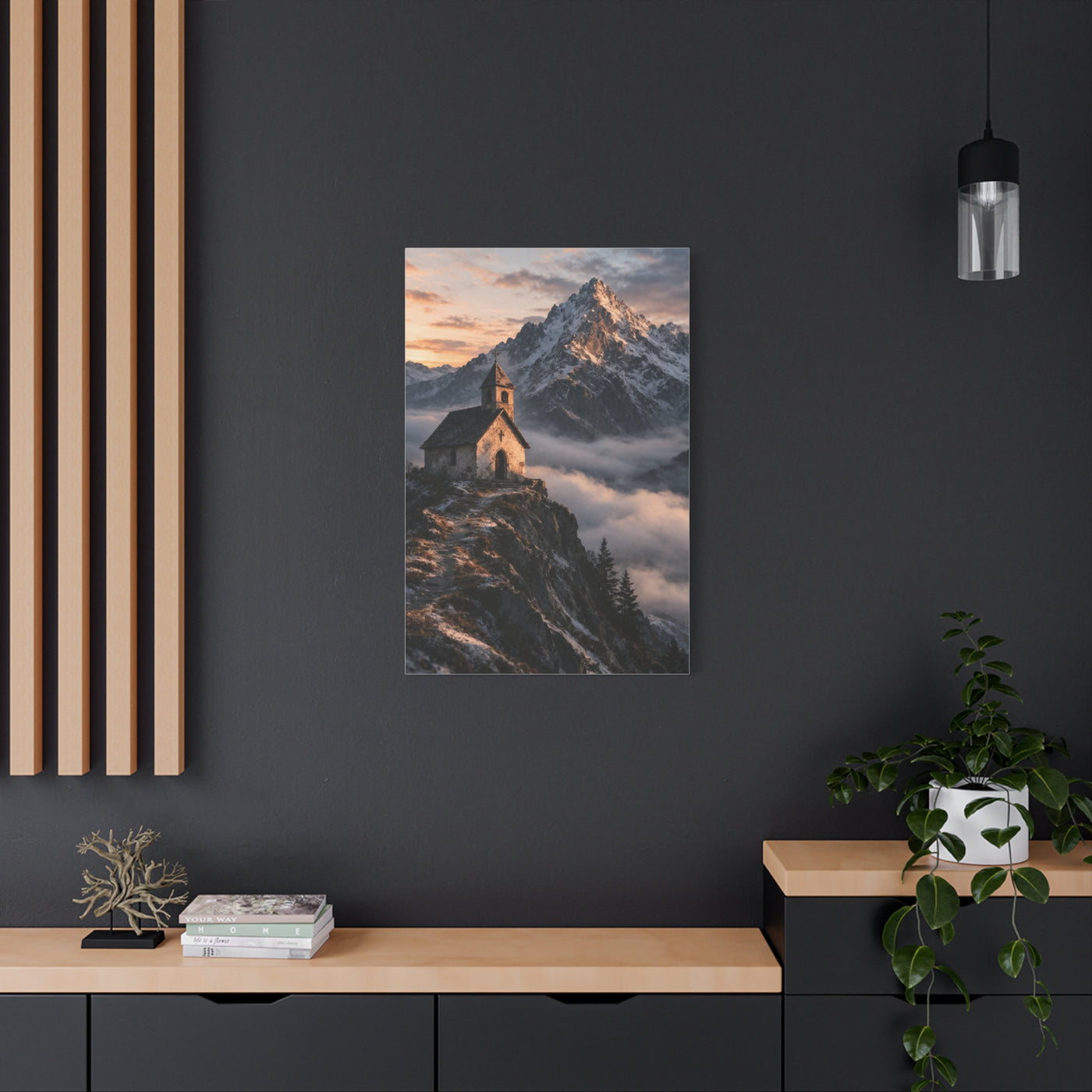 Lone Alpine Chapel Sunrise Wall Art & Canvas Print
