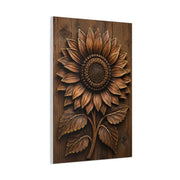 Carved Wooden Sunflower Relief Wall Art & Canvas Print