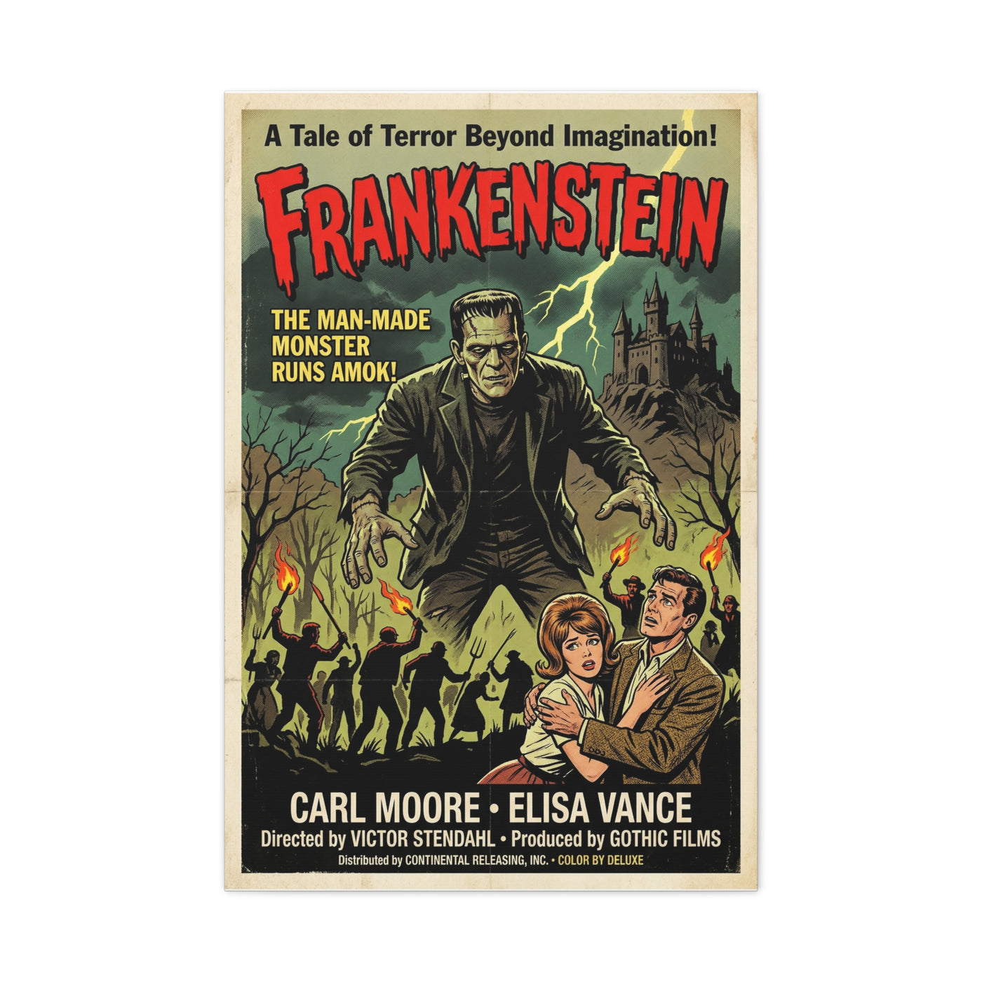 Frankenstein Vintage Movie Poster Wall Art & Canvas Print