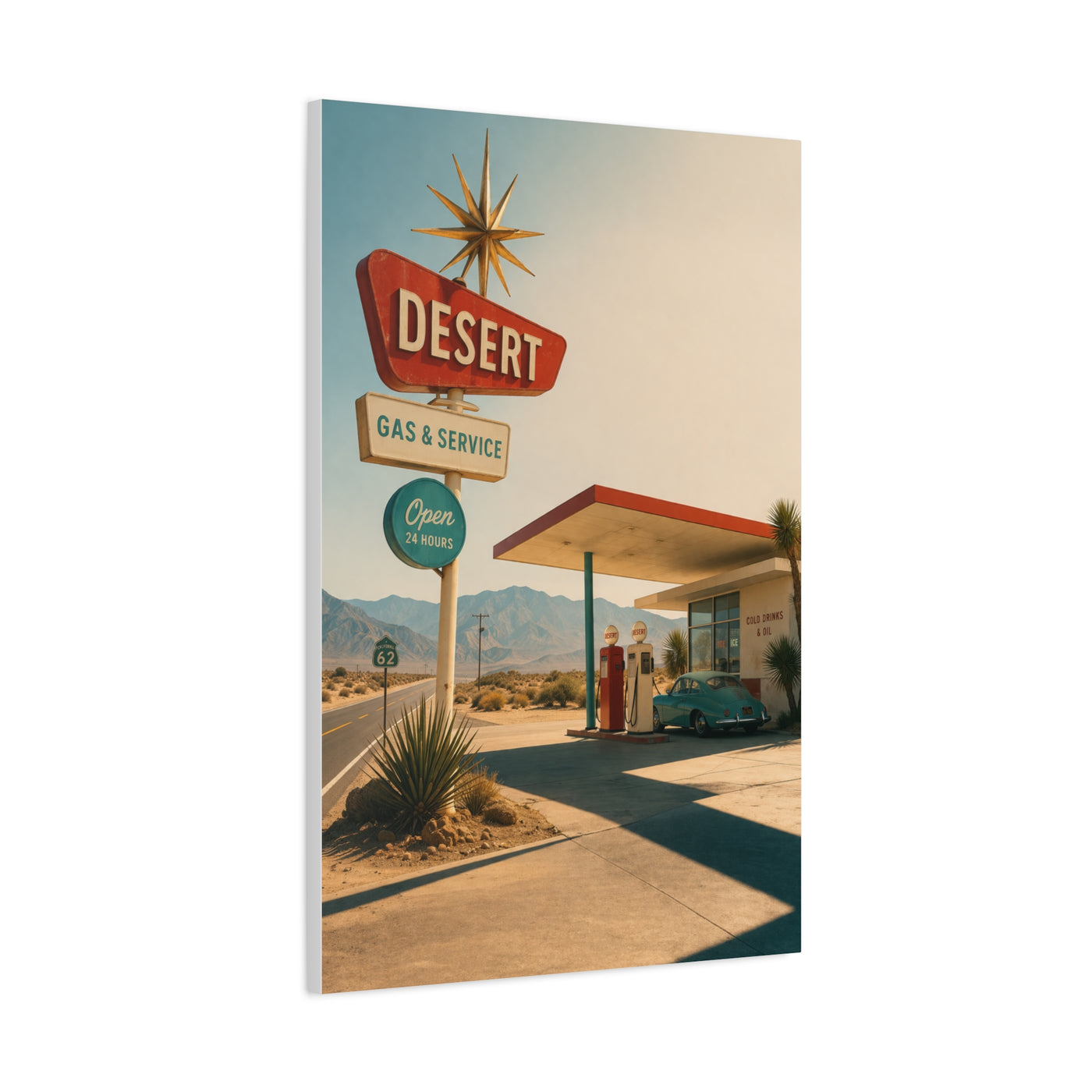 Desert Gas Station Americana Wall Art & Canvas Print