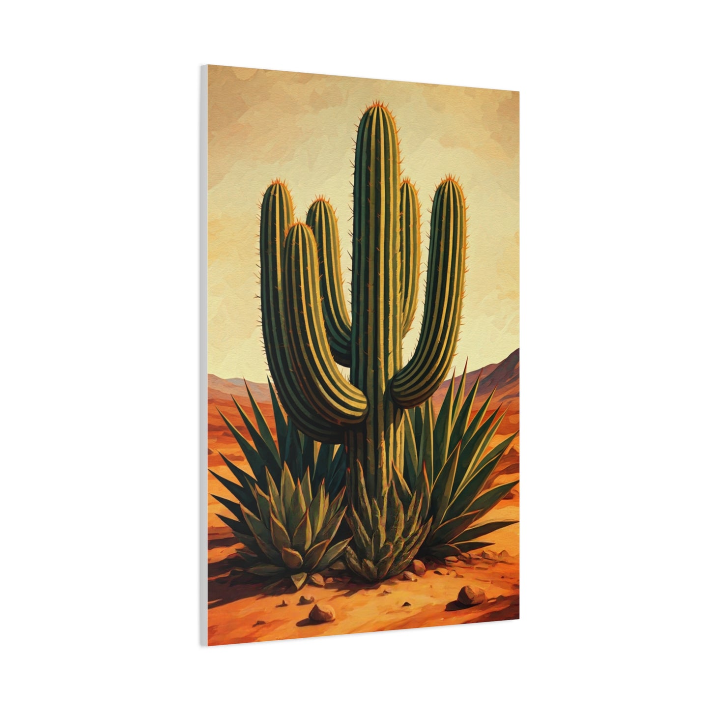 Vintage Desert Botanical Saguaro Wall Art & Canvas Prints