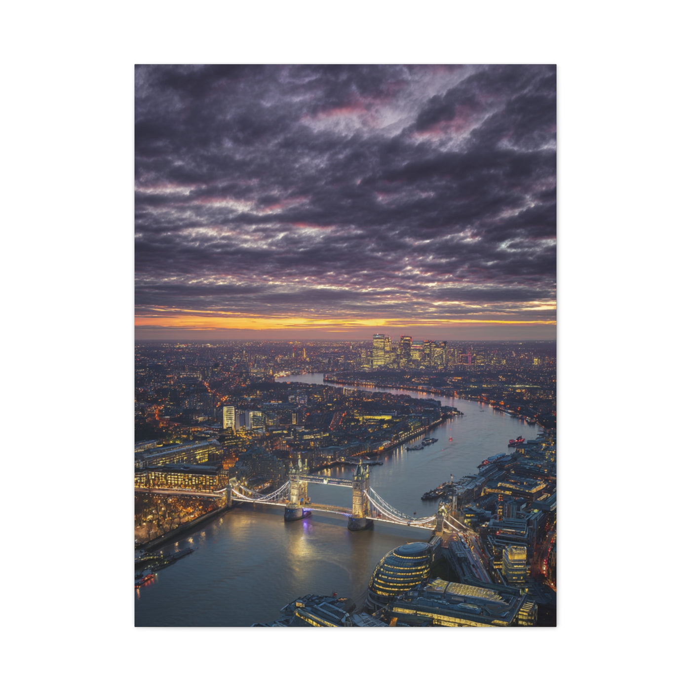 London Skyline Twilight Over the River Thames Wall Art & Canvas Print
