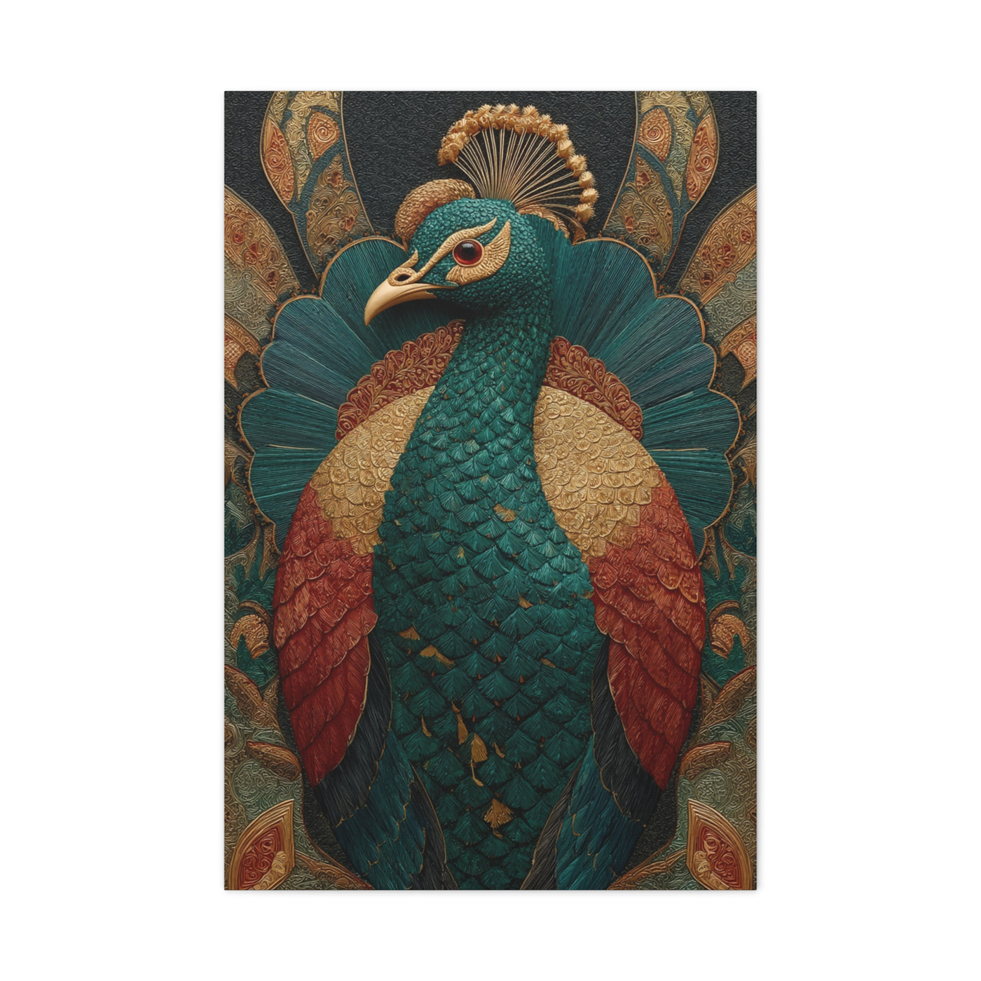 Regal Peacock Ornamental Wall Art & Canvas Print